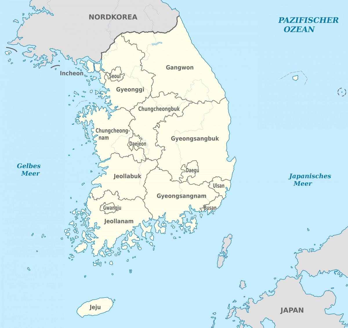 Mapa del estado de Corea del Sur (ROK)
