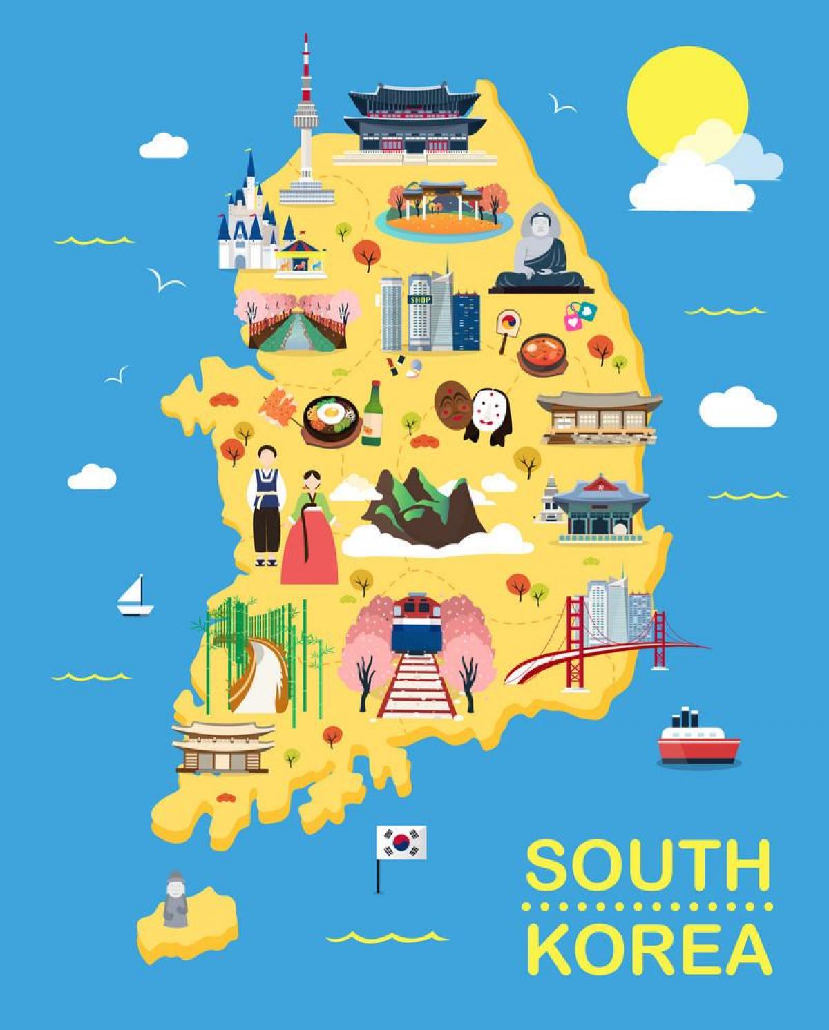 Mapa de atracciones turísticas de Corea del Sur (ROK)
