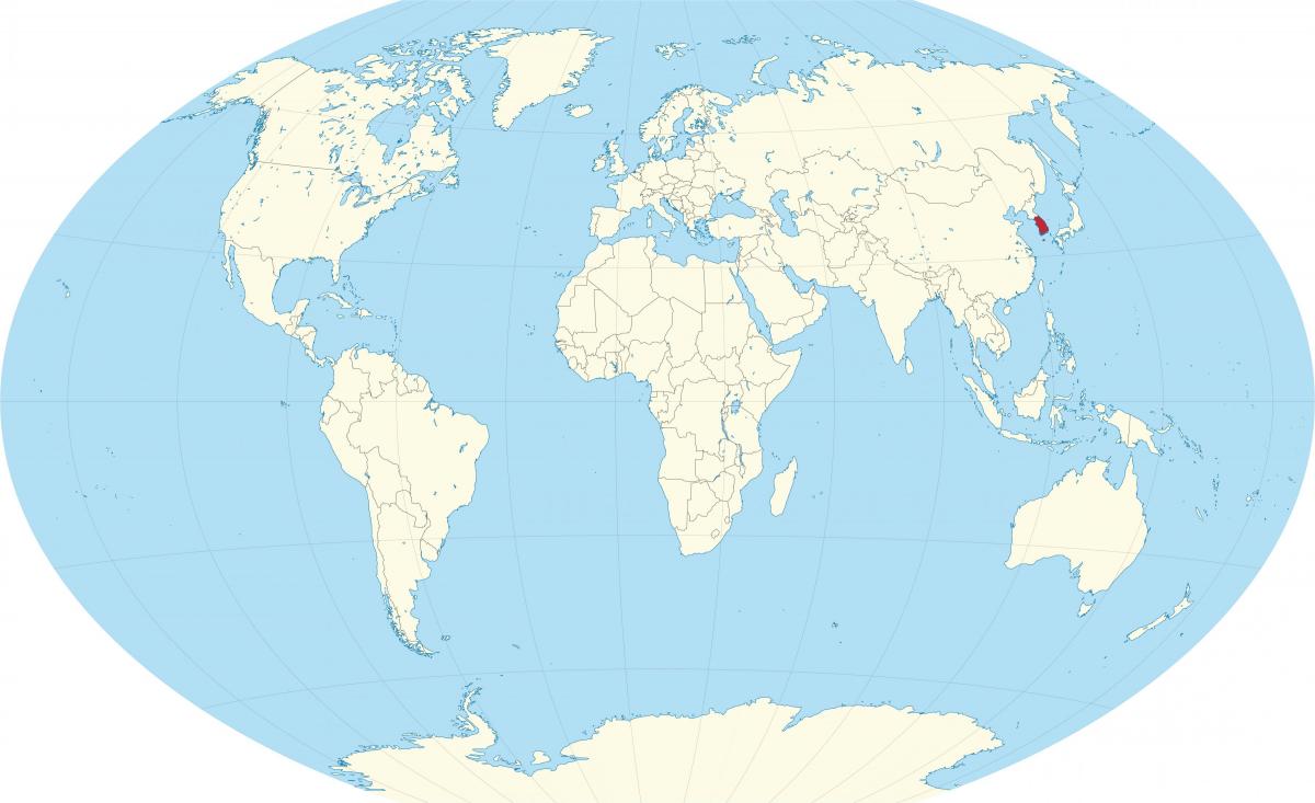 Ubicación de Corea del Sur (ROK) en el mapa mundial