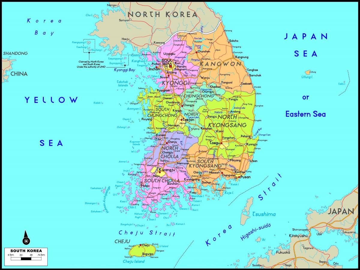 Corea del Sur (ROK) en un mapa