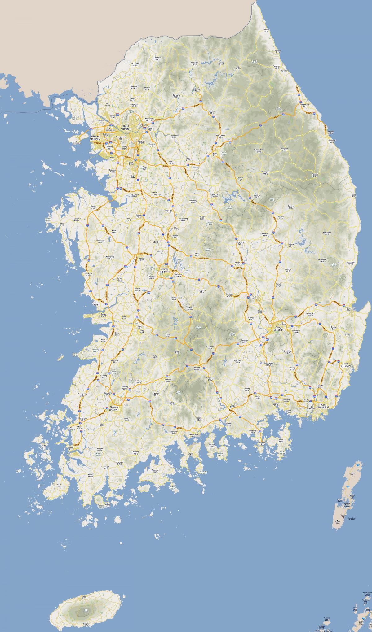 Mapa de la autopista de Corea del Sur (ROK)