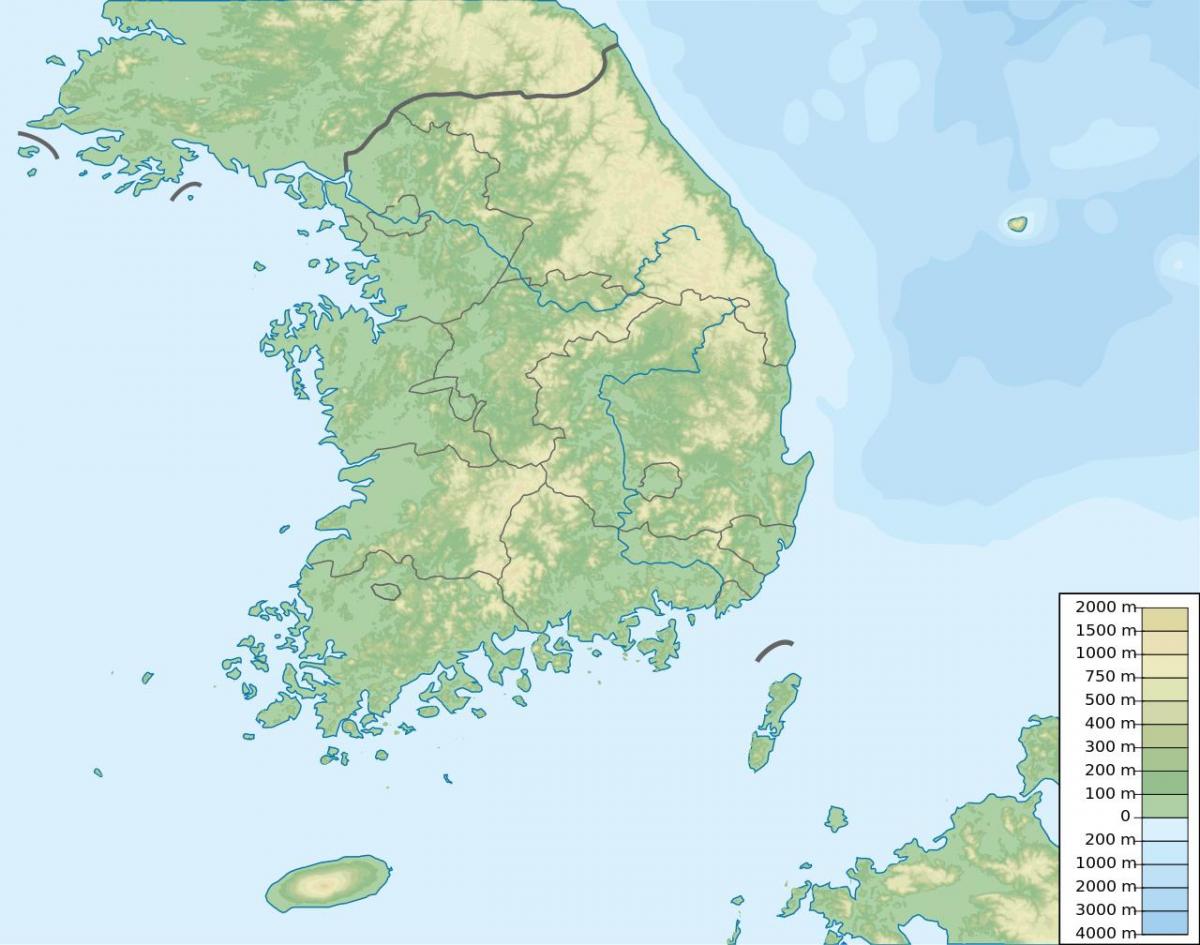 Mapa de la geografía de Corea del Sur (ROK)