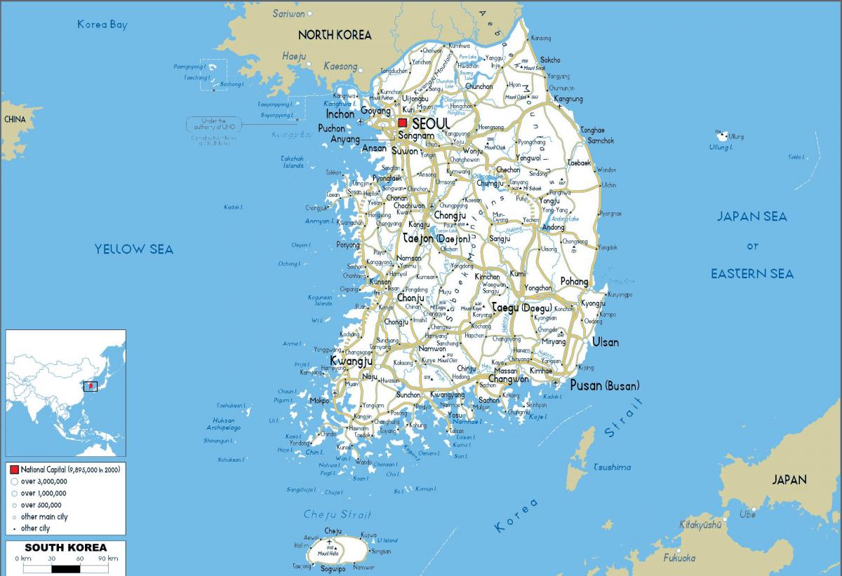 Mapa grande de Corea del Sur (ROK)